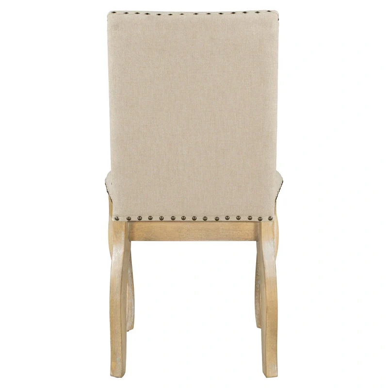 Set of 4 Wooden Upholstered Dining Chairs with Nailhead