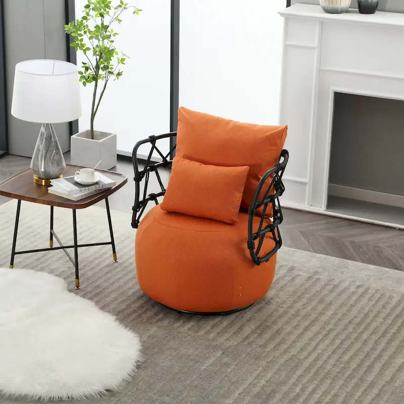 Upholstered Accent Chair with Metal Base