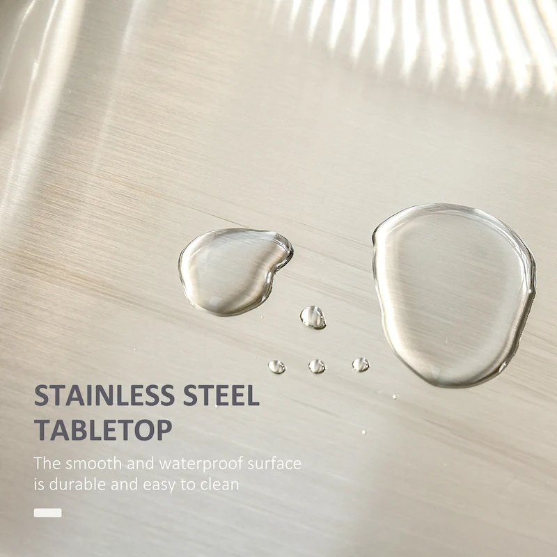 HOMCOM Kitchen Island on Wheels, Rolling Kitchen Cart with Stainless Steel Countertop, Drawer, Gray