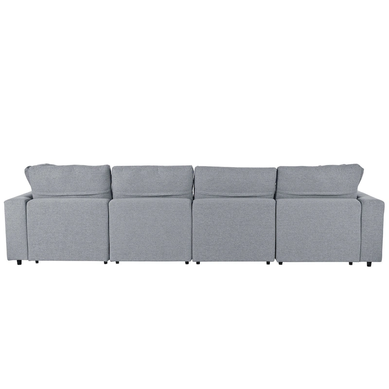 134.40 Modern U-Shaped 6 Seater Sectional Sofa with 2 Large Chaises, Removable Ottomans and Soft Cushions