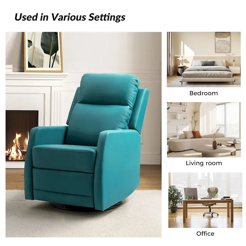 Modern Faux Leather Manual Rocking Swivel Recliner with Wingback