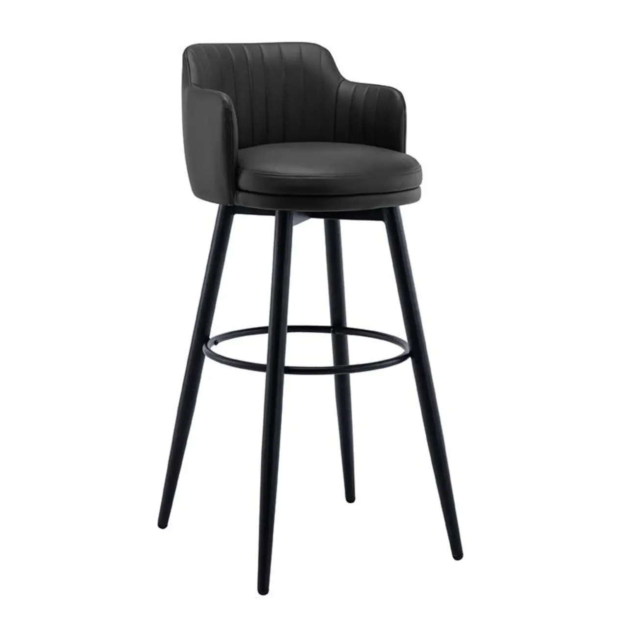 Modern Round Upholstered Curved Back Bistro Swivel Bar Stool