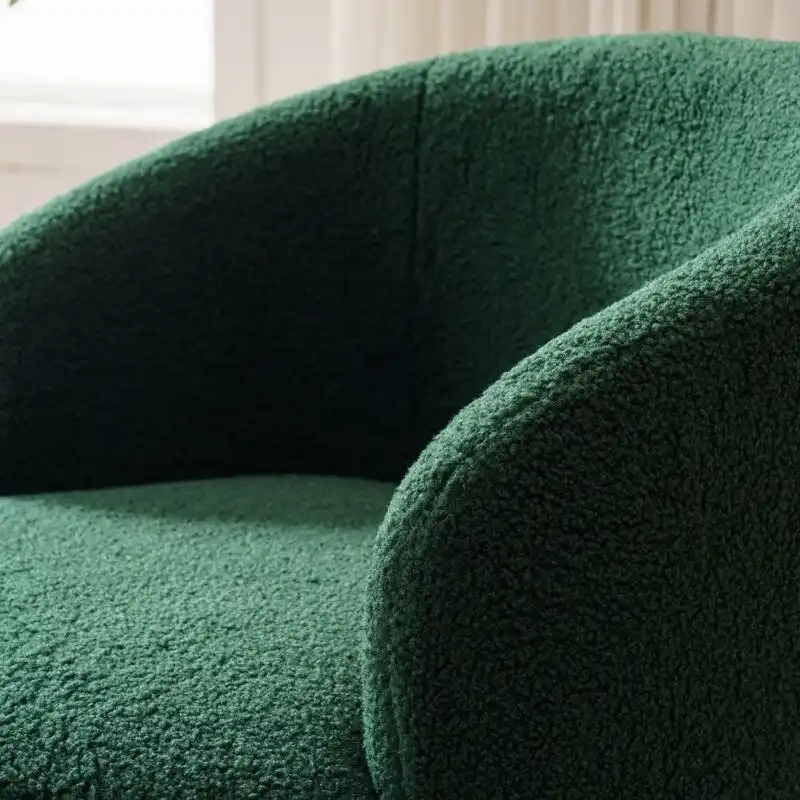 Teddy Fabric Swivel Accent Barrel Chair With Powder Coating Metal Ring