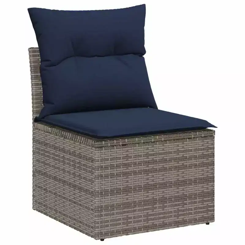 vidaXL Sofa Set with Cushion 6 pcs Grey Poly Rattan