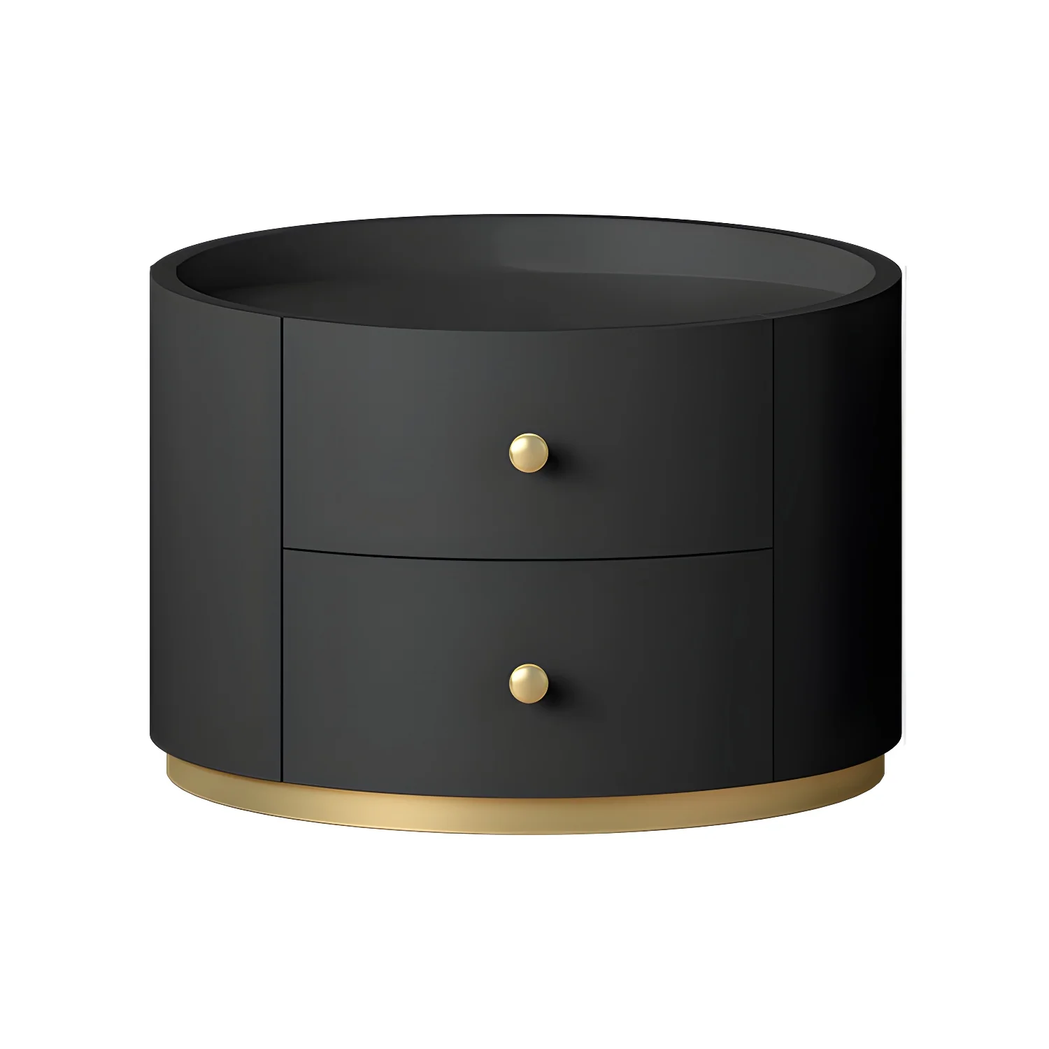 Glam Manufactured Wood Round 2-Drawer Nightstand