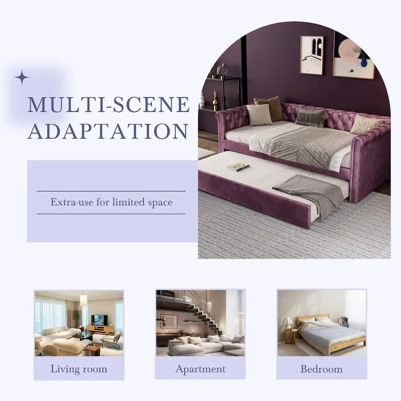 Christopher Knight Home - Augusta Velvet Upholstered Tufted Daybed with Trundle Design