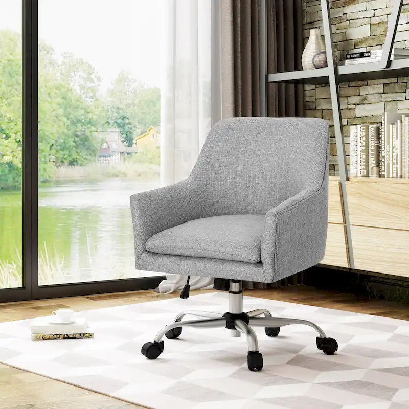 Mid-Century Modern Fabric Home Office Chair (with Chrome Base)