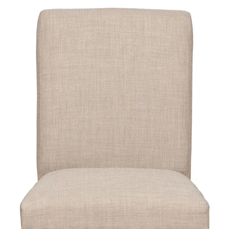 Fabric Upholstered Wooden Side Chair with Nail Head Trim Accents, Set of 2, Beige and Black