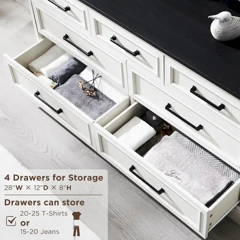 White / Grey / Black Farmhouse 7-Drawer Dresser - Single Use