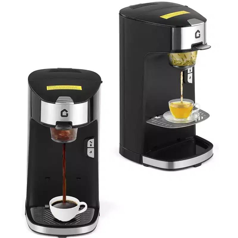 Coffee Maker, Single Serve Coffee Maker 1300W - Hot  Cold Brewing, Scoop Filter for Ground Coffee/Tea, 120V, Black