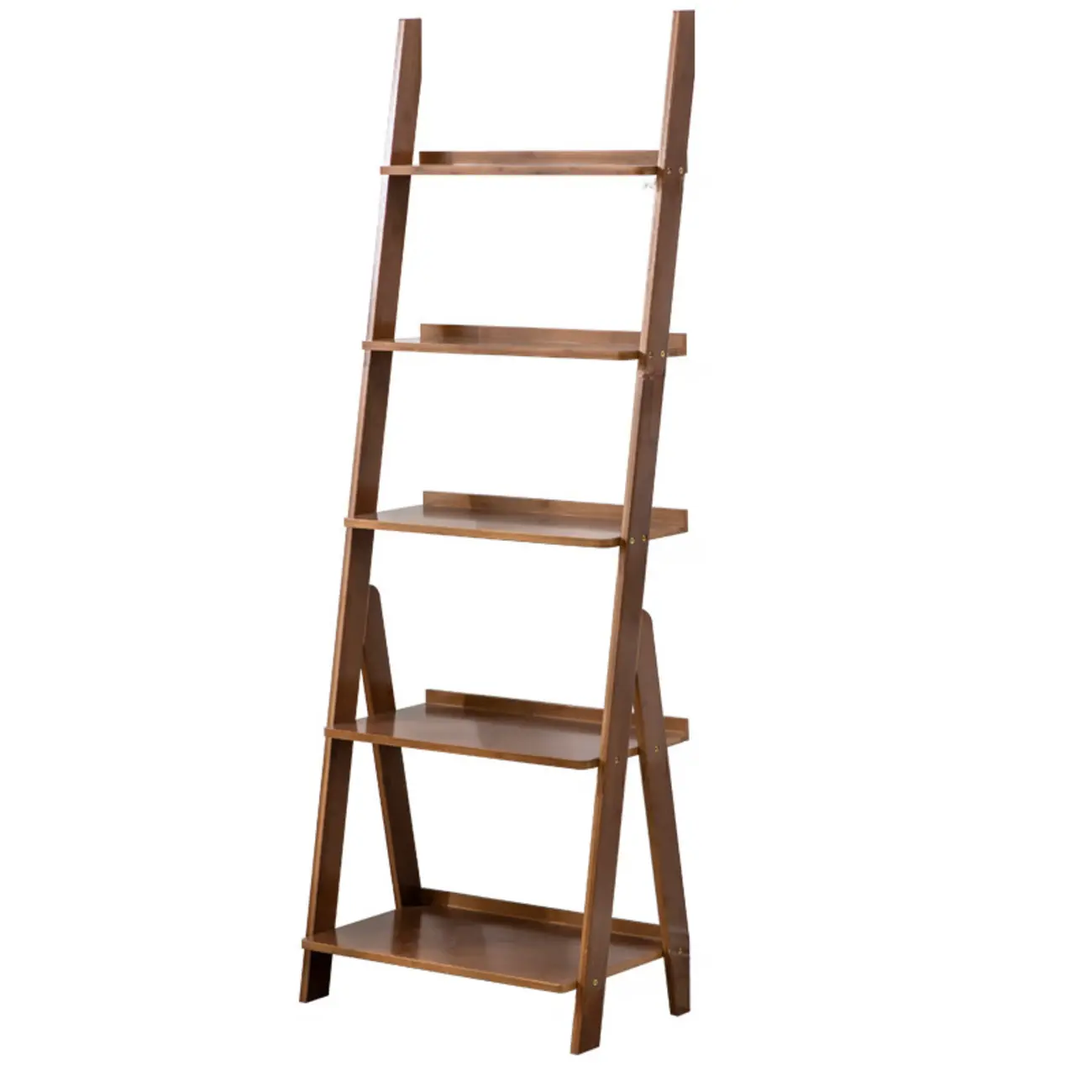 Bamboo Open 4 Shelves Adjustable Ladder Bookcase
