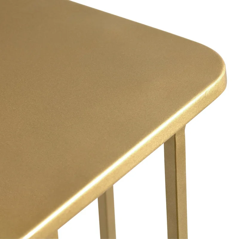 Rectangle Iron C-Table – Gold Finish, Metal Top, Side Table