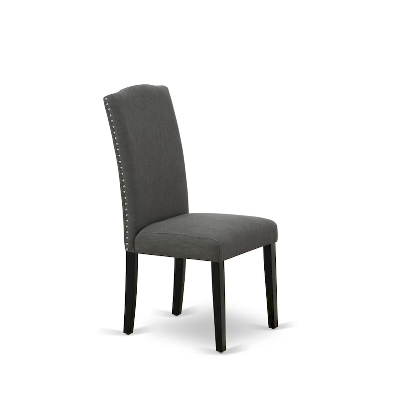 East West Furniture Dining Set-a Dining Table & Black Parson Chairs, Wire brushed Black.(Upholstered & Pieces Options)