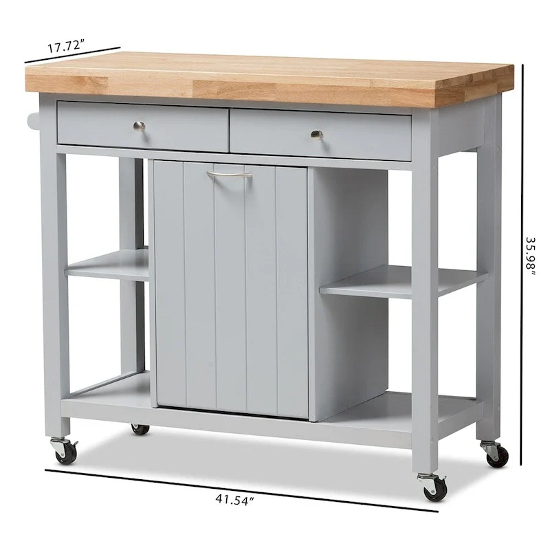 The Gray Barn Muckross Farmhouse Grey Wood Kitchen Cart