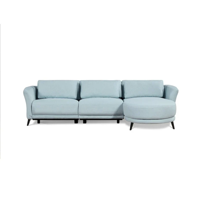 Wells Right-Arm Light Blue Chaise Lounge Sectional Sofa