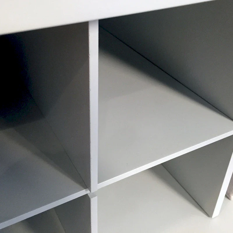 Grey Solid Wood Entryway Bench with Storage Cubbies for 2 Adults