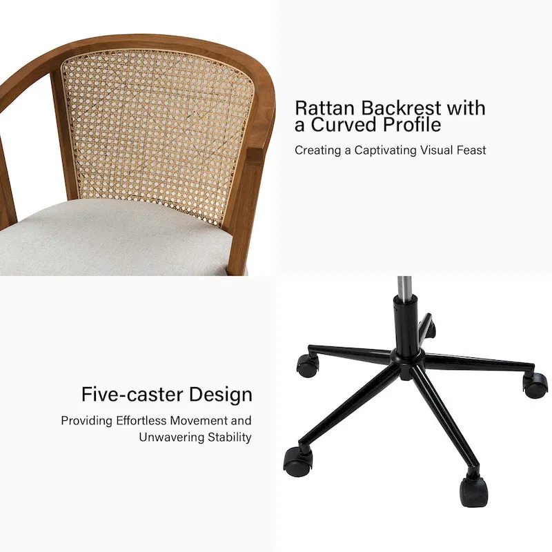 Modern Rattan Swivel Height Adjustment Office Chair