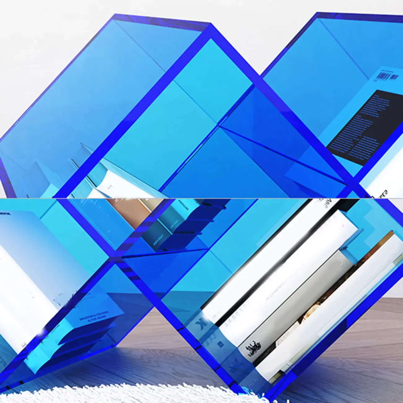 Acrylic Geometric End Table Bookshelf Display