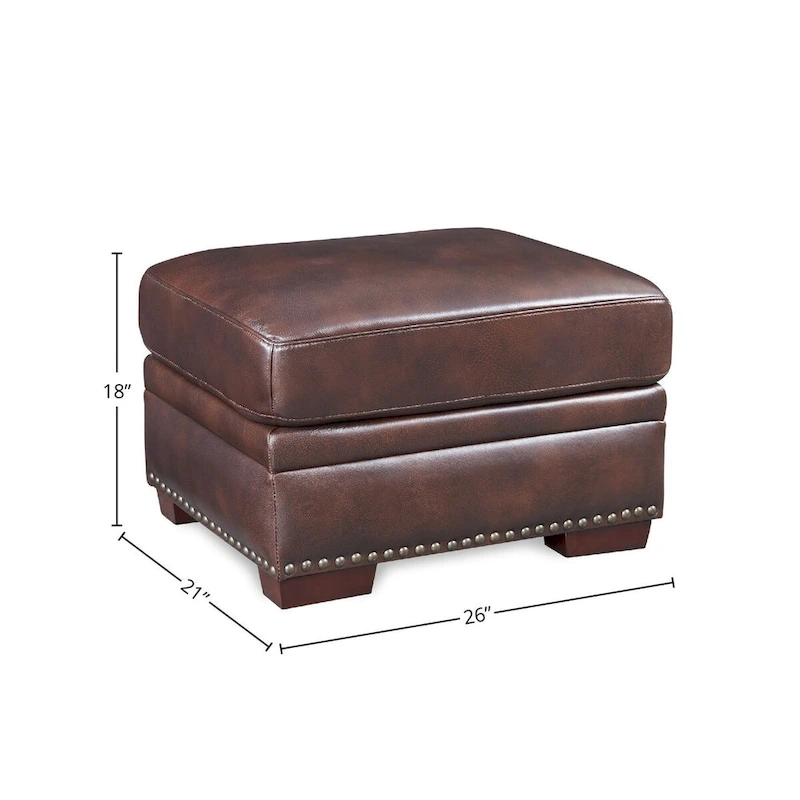 Toulouse Top Grain Leather Ottoman