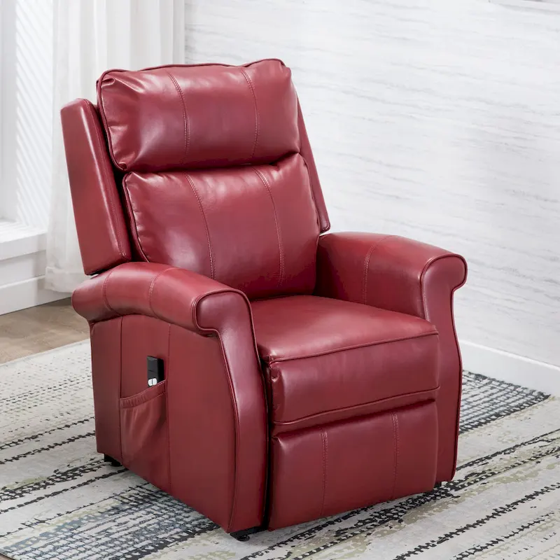Traditional 3-Position Lift Chair with Wired Remote – Blue / Red / Black / Brown / Dove – 1-Seater