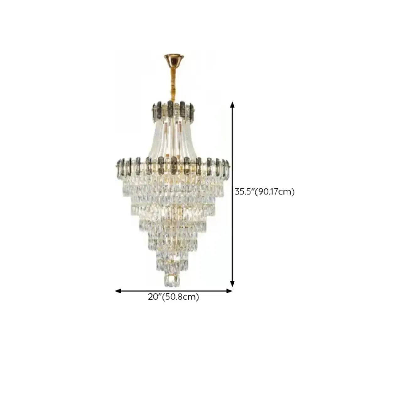 Luxury Long Cascading Crystal Gold Chandelier