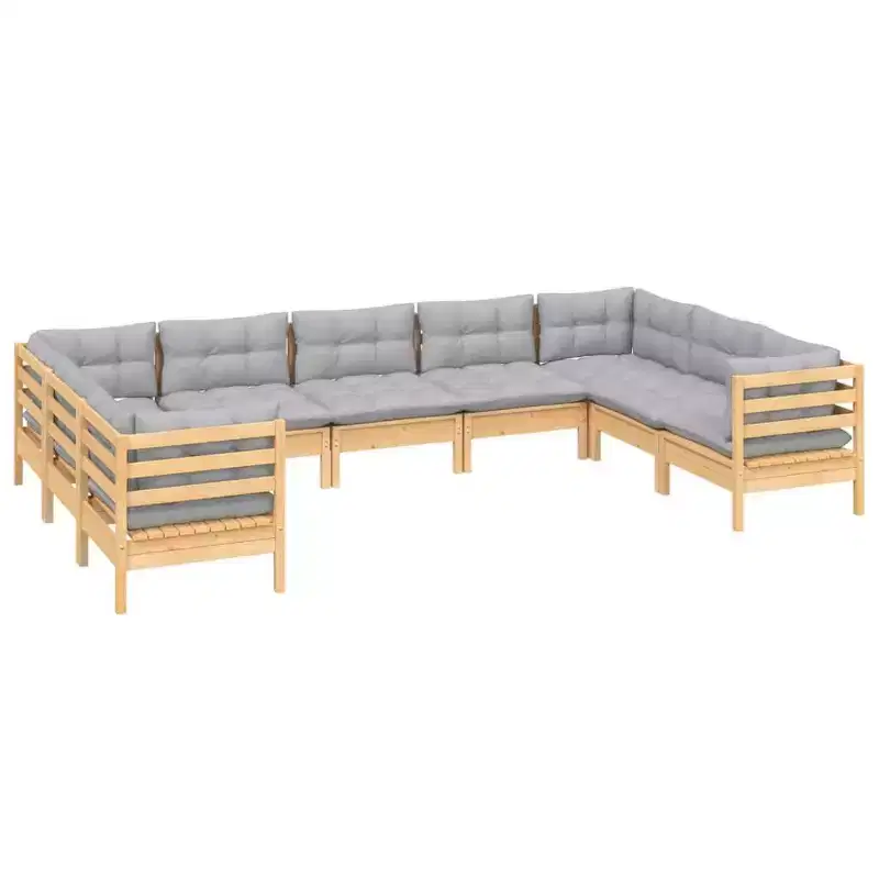 vidaXL Garden Lounge Set Grey, Natural Wood