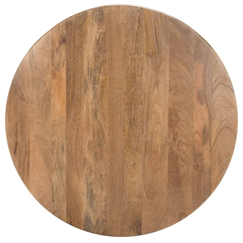 Round Mango Wood Coffee Table with Lattice Base