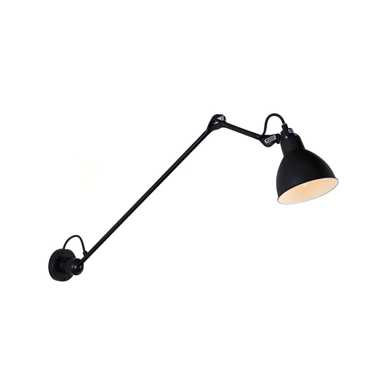 White Inner Shade Black Metal Swing Arm Wall Light