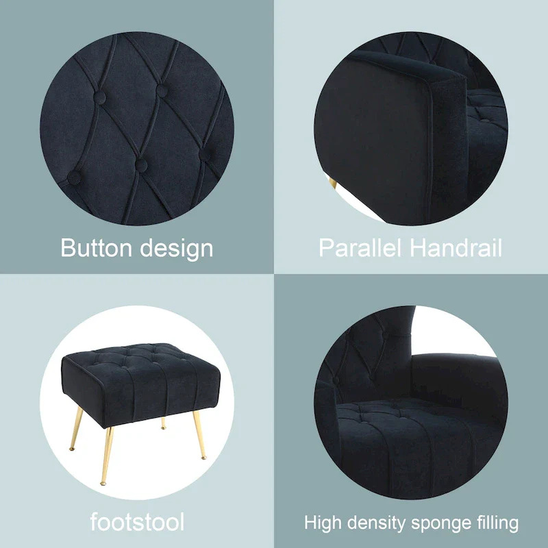 Upholstered Wingback Chair with Ottoman