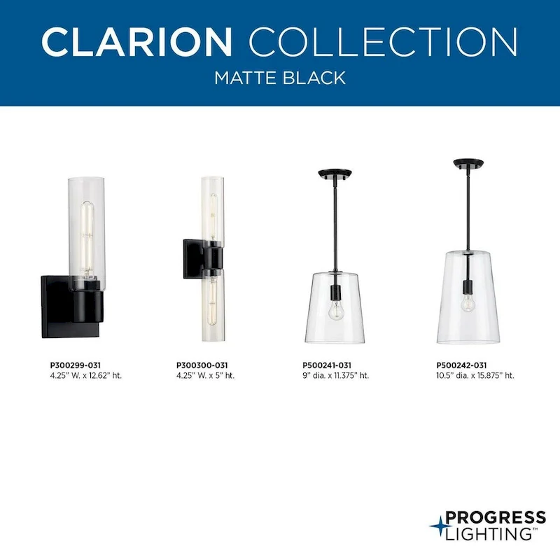 Clarion Collection One-Light Matte Black Etched White Transitional Pendant - 10.5 in x 10.5 in x 15.87 in