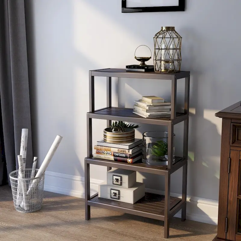 NewRidge Solid Wood Dunnsville 4-Tier Stepback Shelf, Bookcase