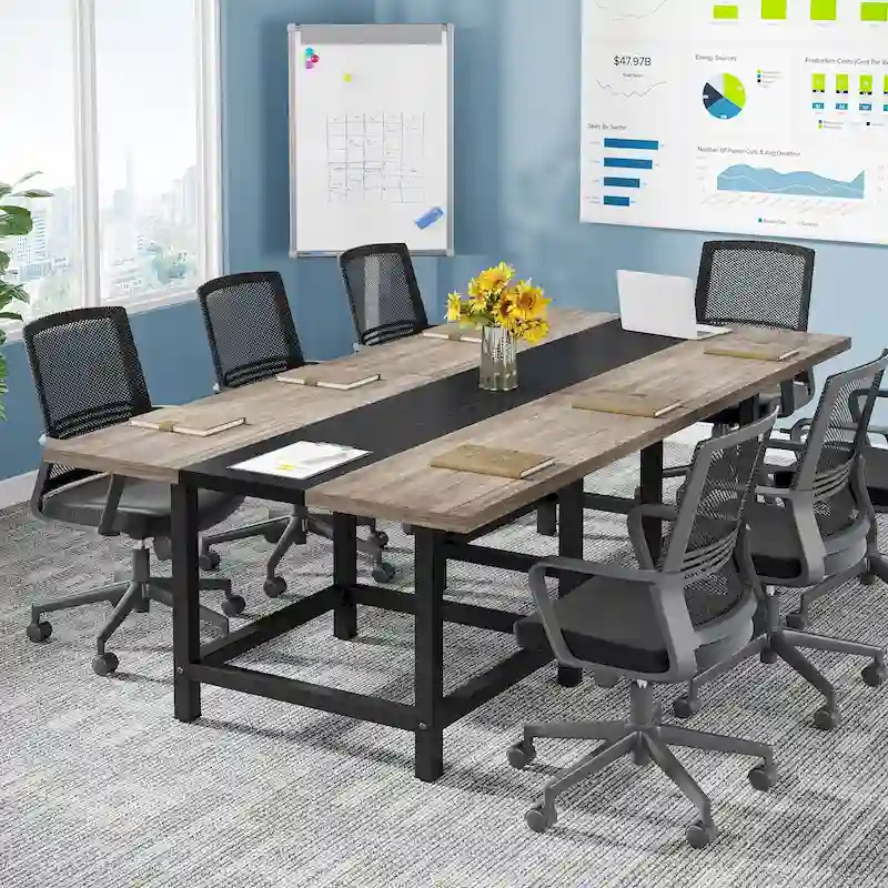 6.5 Ft Conference Room Table, Rectangle 78.74L X 39.2W X 29.52H Inches,2 Separate Piece - 78.74L X 39.2W X 29.52H
