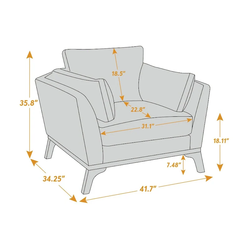 VANOMi 41.7  Modern Flared Arm Accent Chair