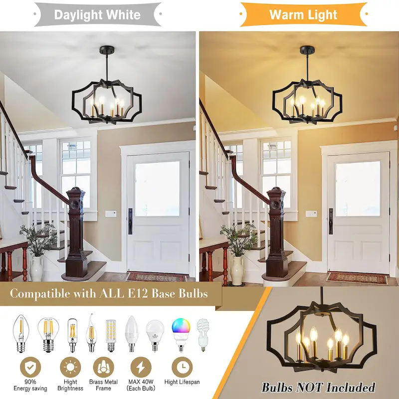 6-L Lantern Industrial Adjustable Metal Pendant Light Kitchen Island Chandelier - 11.8 x 21.3  - N/A