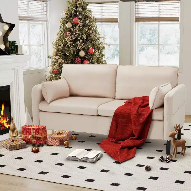 EROMMY 57.9 Velvet Loveseat Sofa,Upholstered Loveseat Couch With 2 Extra Soft Cushions & Convenient Side Storage,Comfortable And Stylish Two-Seater