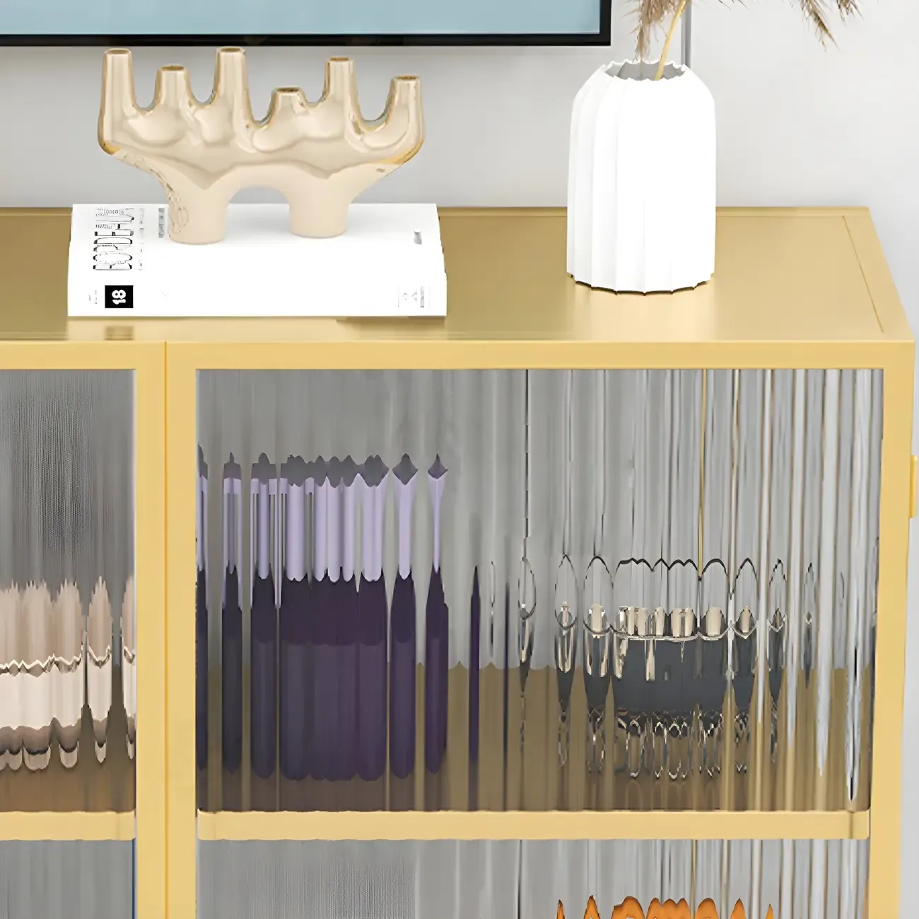 Sleek Black Metal Square Glass Display Cabinet