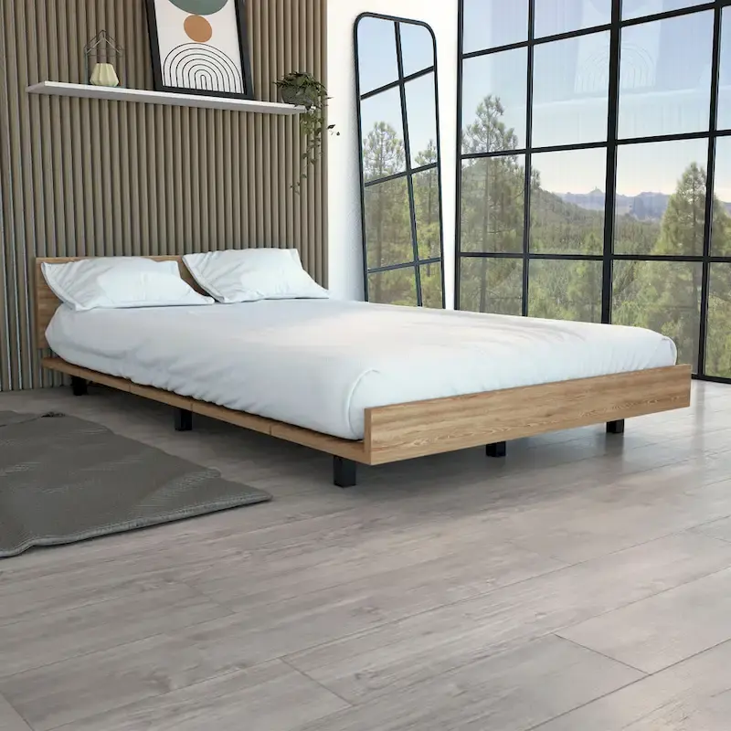 TUHOME Kaia Bed Base with Headboard, Twin