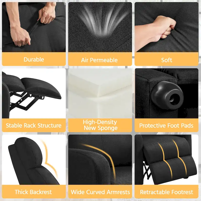 Yaheetech Modern Fabric Recliner Chair