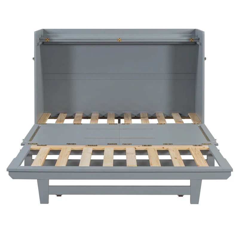 Queen Murphy Bed with Cabinet Design, Multi-Functional, 400lb Capacity