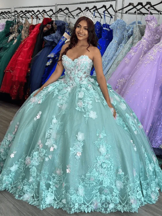 Sage Strapless Tulle Sleeveless Quinceanera Dress