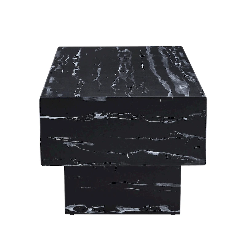 43.3 MDF Coffee Table with Black Marble Texture, 300lbs Capacity
