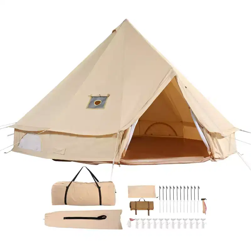 VEVOR Canvas Bell Tent, 4 Seasons 5 m/16.4 ft Yurt Tent, Canvas Tent for Camping with Stove Jack, Breathable Tent Holds up to 8 People