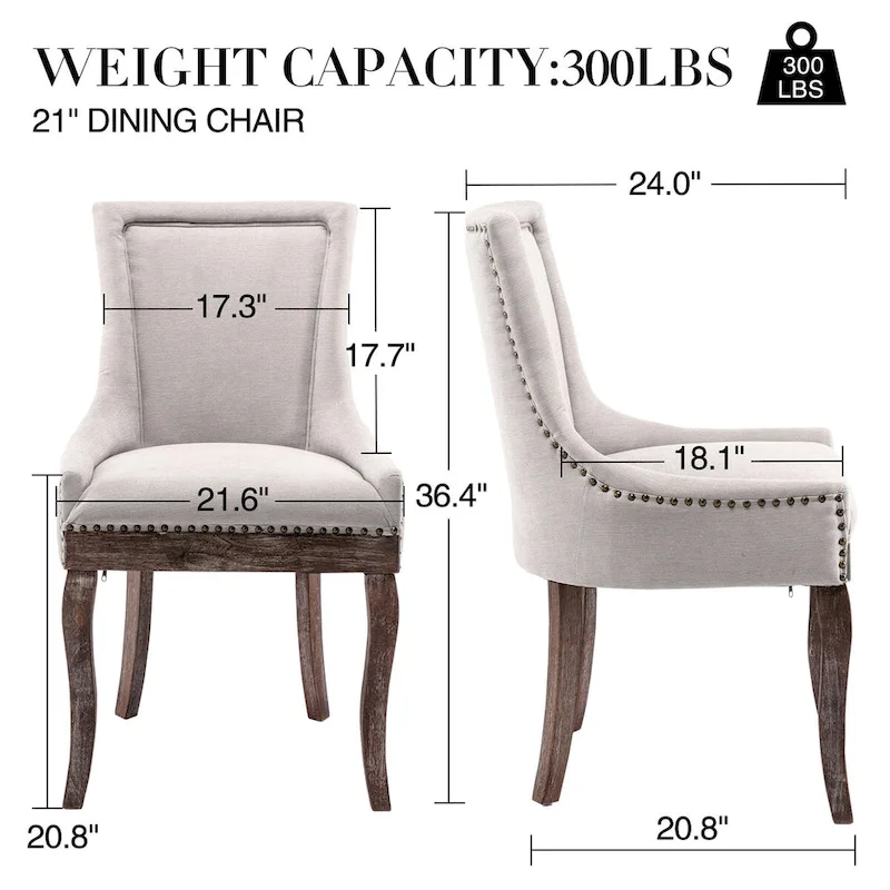 Traditional Tufted Ultra Upholstered Wingback Dining Chair Set of 6