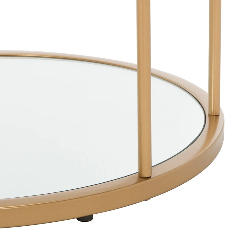 Gold / Matte Black 2-Tier Glass Coffee Table, 42
