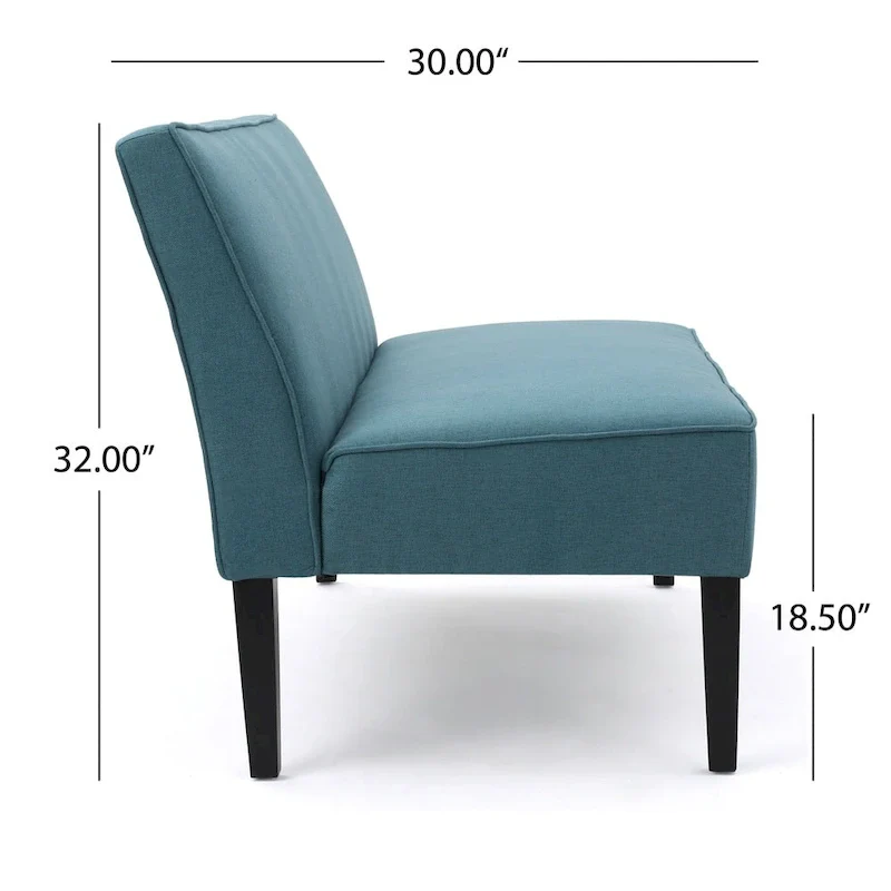Grey/Royal Blue/Dark Teal Armless Fabric Loveseat, 2-Person