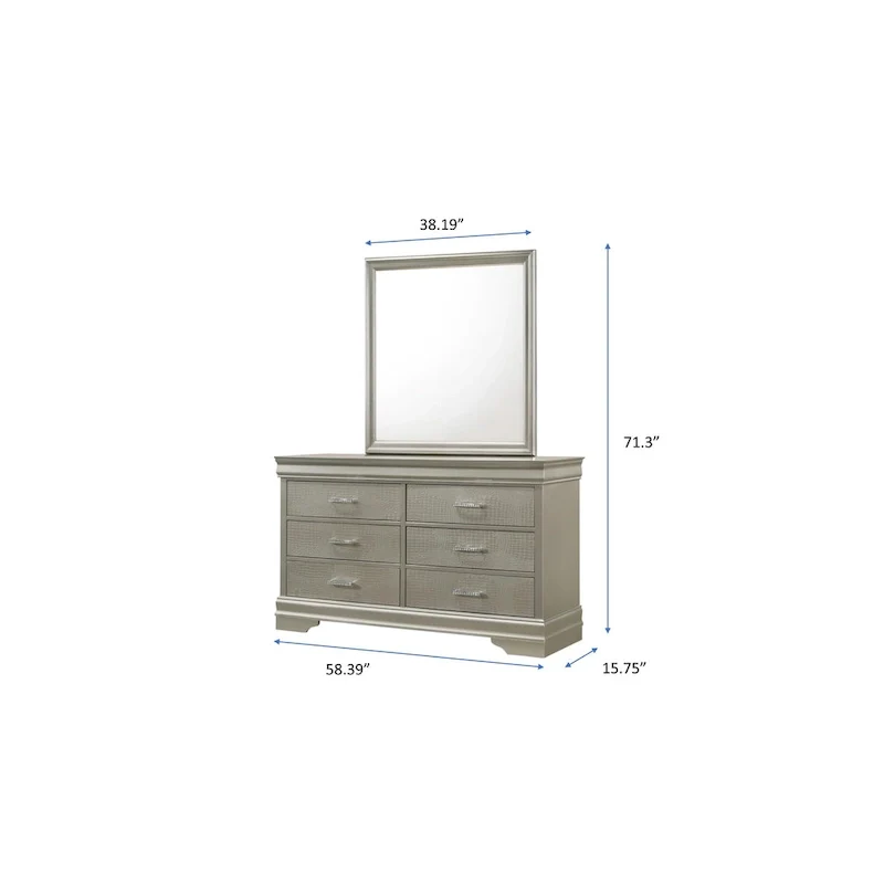 Sigurd 4 Piece Silver Faux Leather Upholstered Tufted Panel Bedroom Set