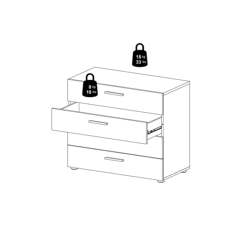 White / Oak / Truffle / Walnut / Woodgrain 4-Drawer Chest – 2-Person Assembly