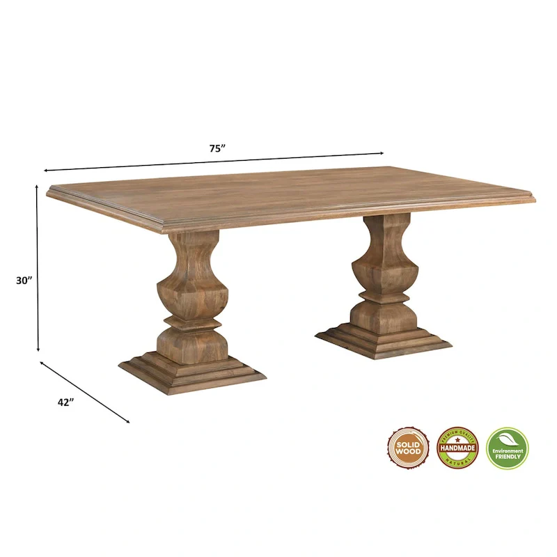 Willow Solid Wood Double Pedestal Dining Table