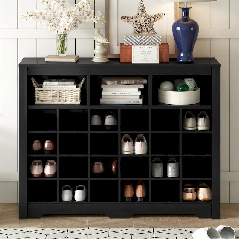 24-Cubby Shoe Storage Console Cabinet