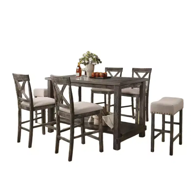Christopher Knight Home Sinclair 60 Wood 7 Piece Rectangle Dining Table Set With 6 Upholstered Chairs
